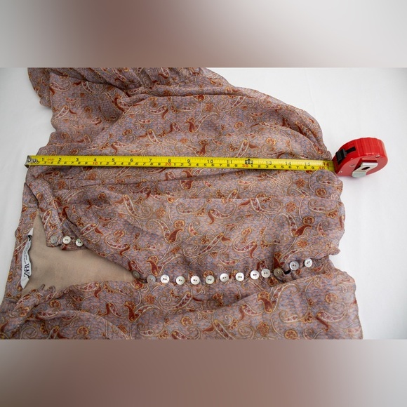 Zara Multicolor Chiffon Dressy & Chic Paisley Printed Women’s Blouse Size Medium - Picture 12 of 17